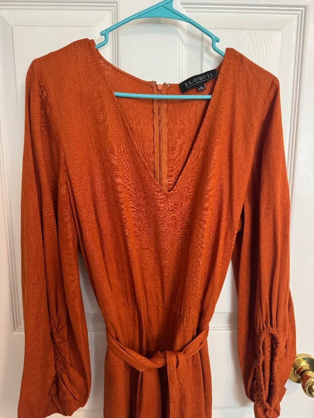ELOQUII Rust Orange Long-sleeved jumpsuit